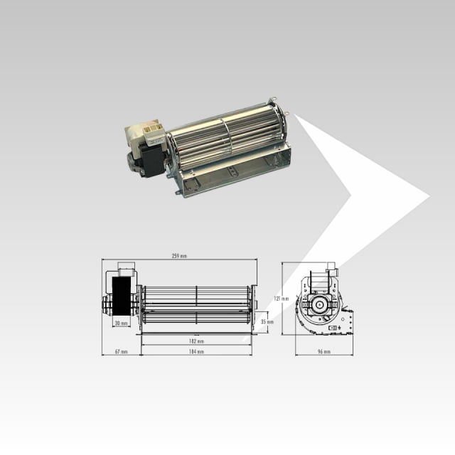 Ventilatore tangenziale Trial ø 60 mm ventola 182 mm Sx