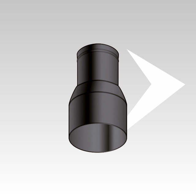 Réduction de section monoparet SP 1.2 - Conduit de cheminée pour les appareils à biomasse épaisseur 0,4 - 0,8 - 1,2 - 2,0 mm - Conduit de cheminée en métal et en acier inoxydable peint noir mat et brillant - Tuyau de vidange des fumées de différents diamètres.