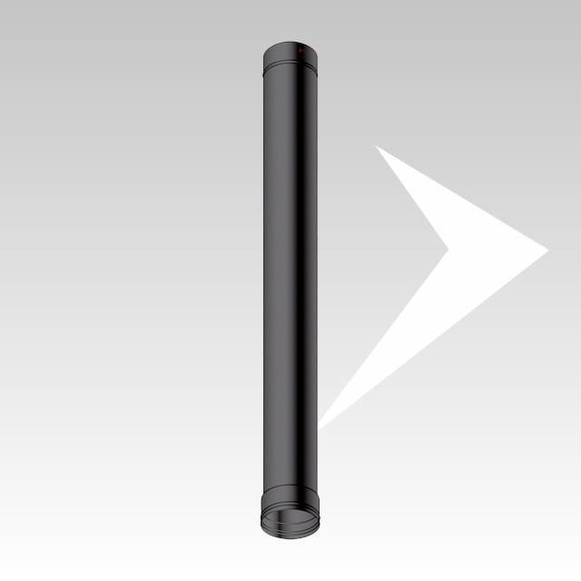 Tube linéaire de 2 m noire 0.4 mm SP-BLACK - Conduit de fumée ou système d’évacuation de fumée linéaire monoparete de 2 m-SP-BLACK peint noir mat de 0,4 mm d’épaisseur, utilisé pour la fabrication de conduits, canaux de fumée