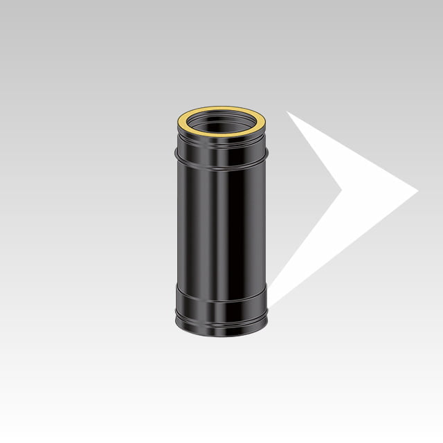 Tube linéaire de 0.50 m double paroi noire-isolé DP10 BLACK - Élément - Système - Conduit de cheminée ou conduit de cheminée à double paroi isolé épaisseur 10 ou 25 mm en laine de roche intérieure en acier 316 L et extérieur en acier 304 revêtement extérieur en acier - cuivre - peint en noir.