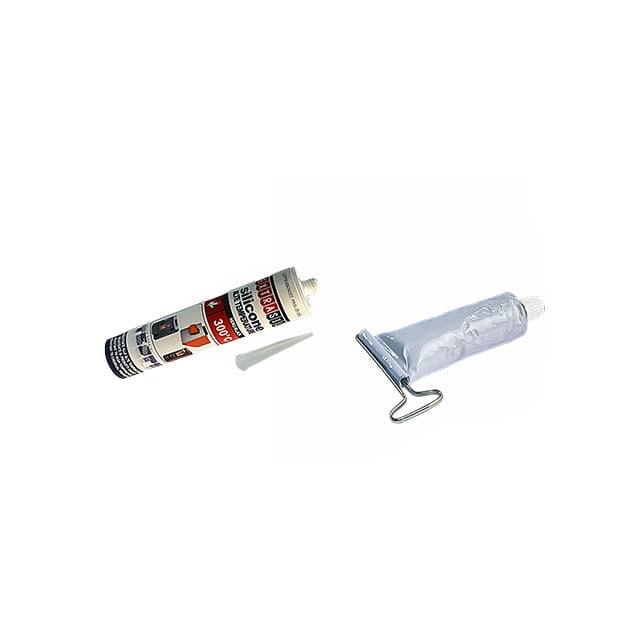 Silicone Extrasil 300° de 300 au 70 ml - Silicone colle haute température en cartouche de 310 ml 70 ml tube et 17 ml - Ruban adhésif en aluminium et fibre de verre - Liquide nettoyant pour vitres de 500 ml et 1000 ml